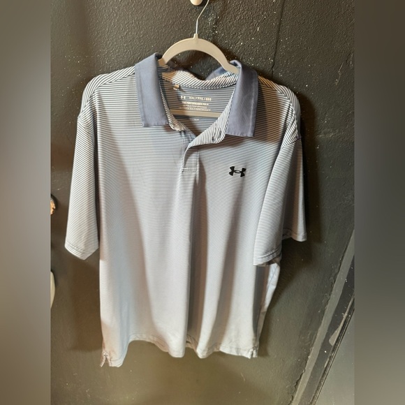 Under Armour Men's Polo Shirt - Blue Grey Stripes - Picture 1 of 3